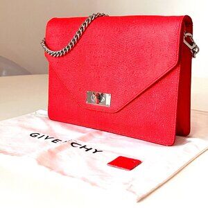 GIVENCHY Shark Tooth Clutch Chain Bag in Bright Red